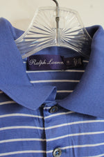 Ralph Lauren Purple Label Royal Blue and White Striped SS Polo Shirt | S