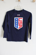 Under Armour Navy Blue USA Wrestling Long Sleeved Shirt | Youth M (10/12)