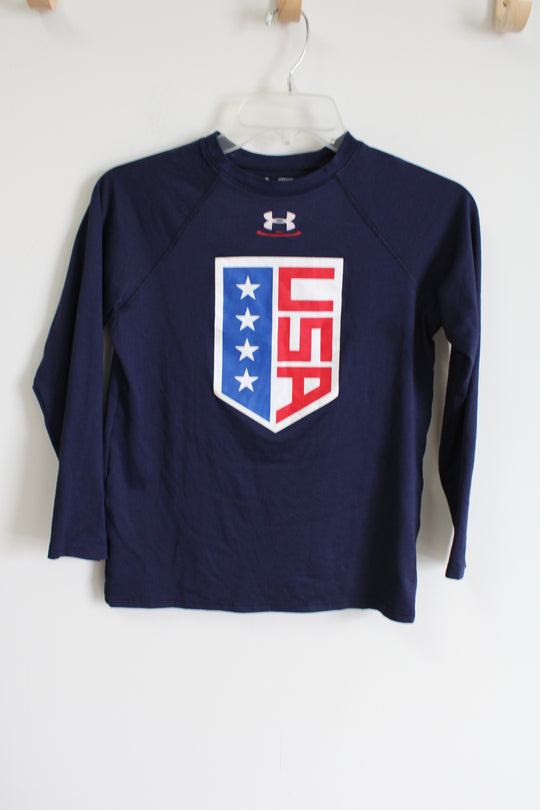 Under Armour Navy Blue USA Wrestling Long Sleeved Shirt | Youth M (10/12)