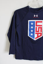 Under Armour Navy Blue USA Wrestling Long Sleeved Shirt | Youth M (10/12)