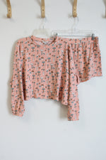 American Eagle Fleece Pink Mushroom Pajama Set | S