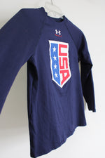 Under Armour Navy Blue USA Wrestling Long Sleeved Shirt | Youth M (10/12)