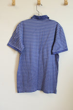 Ralph Lauren Purple Label Royal Blue and White Striped SS Polo Shirt | S