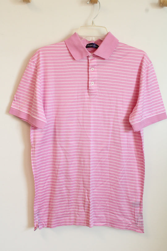 Ralph Lauren Purple Label Pink and White Striped SS Polo Shirt | S