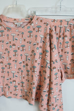 American Eagle Fleece Pink Mushroom Pajama Set | S