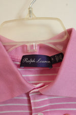 Ralph Lauren Purple Label Pink and White Striped SS Polo Shirt | S