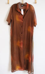 NEW Nancy-K New York Orange Brown Long Fish Print Motif Dress | L