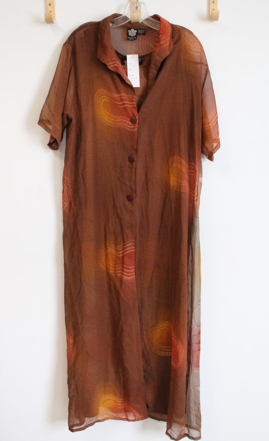 NEW Nancy-K New York Orange Brown Long Fish Print Motif Dress | L
