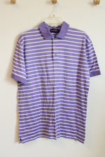 Ralph Lauren Purple Label Purple and White Striped SS Polo Shirt | S