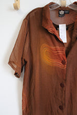 NEW Nancy-K New York Orange Brown Long Fish Print Motif Dress | L