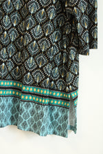 J. Jill Black Peacock Print Button Trim Tunic Top | 3X