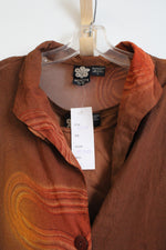 NEW Nancy-K New York Orange Brown Long Fish Print Motif Dress | L