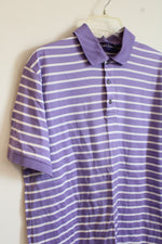 Ralph Lauren Purple Label Purple and White Striped SS Polo Shirt | S