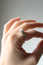 10K White Gold Genuine Pearl & Diamond Ring | Size 7