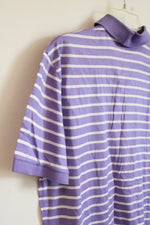 Ralph Lauren Purple Label Purple and White Striped SS Polo Shirt | S