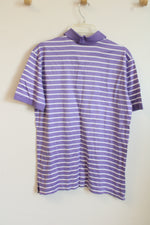 Ralph Lauren Purple Label Purple and White Striped SS Polo Shirt | S