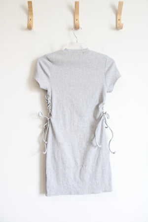 Inspired Culture Light Gray Ribbed Bodycon Dress | M