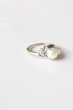 10K White Gold Genuine Pearl & Diamond Ring | Size 7