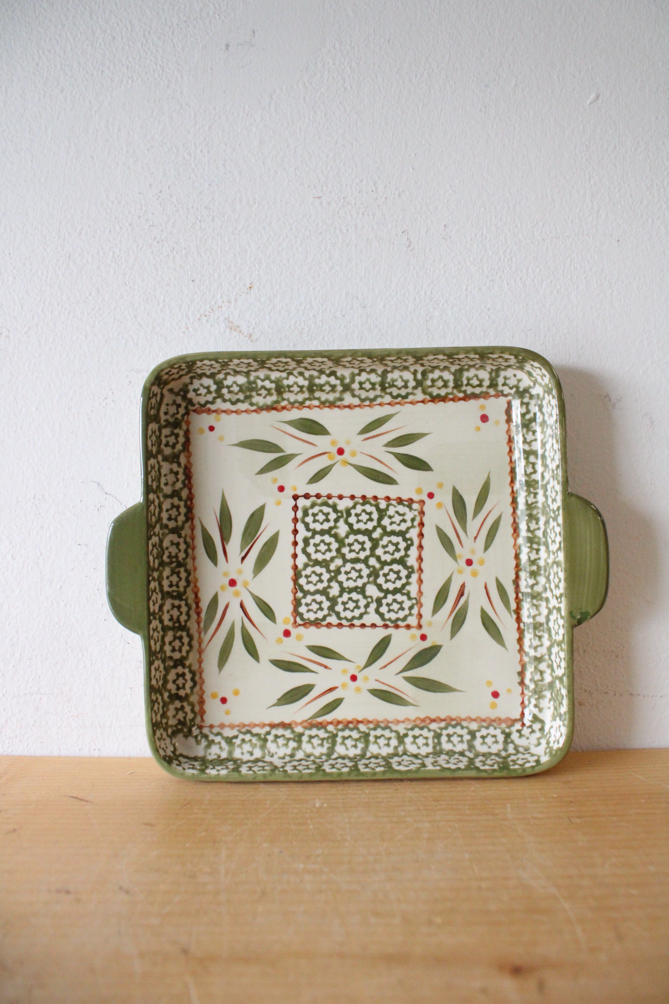 Temptations By Tara Old World Green Small Square Platter