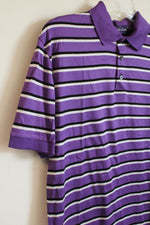 Ralph Lauren Purple Label Purple Black and White Striped SS Polo Shirt | S
