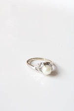 10K White Gold Genuine Pearl & Diamond Ring | Size 7