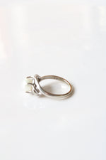 10K White Gold Genuine Pearl & Diamond Ring | Size 7