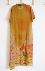 NEW Nancy-K New York Yellow House Motif Long Dress | L