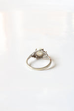 10K White Gold Genuine Pearl & Diamond Ring | Size 7