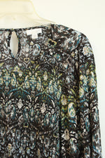 J. Jill Multi-Color Black Long Sleeve Stretch Front Blouse | 3X