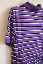 Ralph Lauren Purple Label Purple Black and White Striped SS Polo Shirt | S