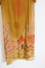 NEW Nancy-K New York Yellow House Motif Long Dress | L