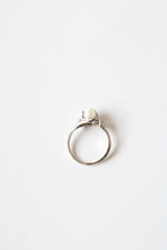 10K White Gold Genuine Pearl & Diamond Ring | Size 7