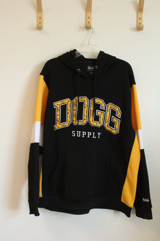 Dogg Supply Yellow White and Black Colorblock Hooded Sweatshirt | 2XL