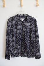 Christopher & Banks Purple Gray & Black Patterned Jacket | XL Petite