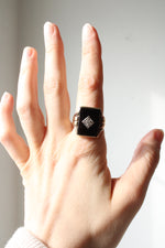 Dason 10K Yellow Gold Genuine Diamond Men's Black Ring | Size 10
