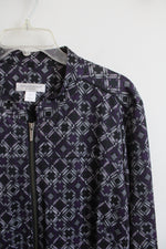Christopher & Banks Purple Gray & Black Patterned Jacket | XL Petite