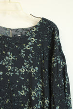 J. Jill Navy Blue Floral Layered Long Sleeve Blouse | 3X