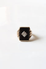 Dason 10K Yellow Gold Genuine Diamond Men's Black Ring | Size 10