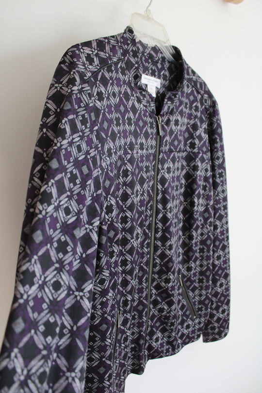 Christopher & Banks Purple Gray & Black Patterned Jacket | XL Petite