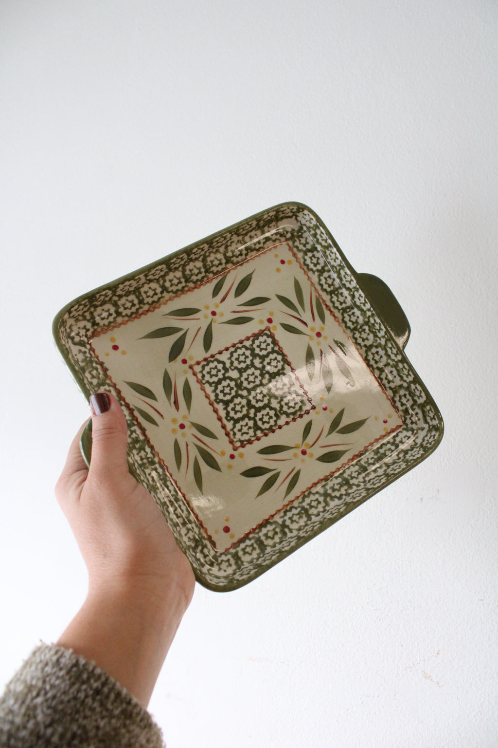 Temptations By Tara Old World Green Small Square Platter