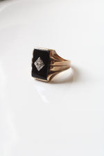 Dason 10K Yellow Gold Genuine Diamond Men's Black Ring | Size 10