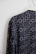 Christopher & Banks Purple Gray & Black Patterned Jacket | XL Petite