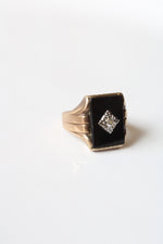 Dason 10K Yellow Gold Genuine Diamond Men's Black Ring | Size 10