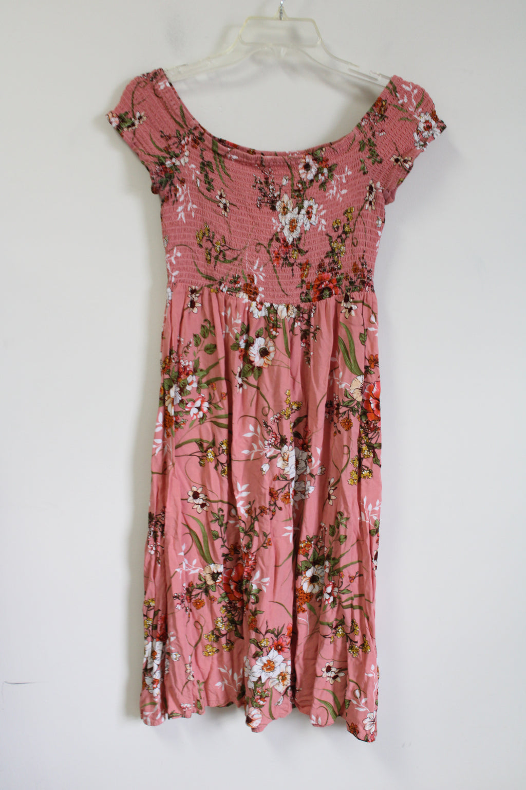 Bleuh Ciel Pink Smocked Floral Dress | XS