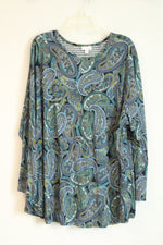 J. Jill Multicolor Paisley Print Long Sleeve Tunic | 3X