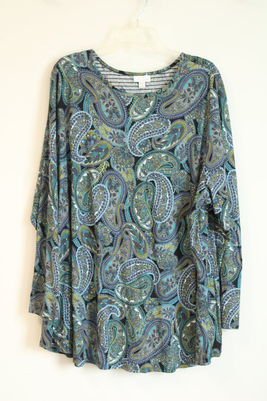 J. Jill Multicolor Paisley Print Long Sleeve Tunic | 3X