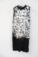 Algy Black & Silver Sequined Dance Costume Romper | M
