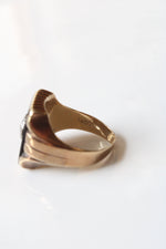Dason 10K Yellow Gold Genuine Diamond Men's Black Ring | Size 10