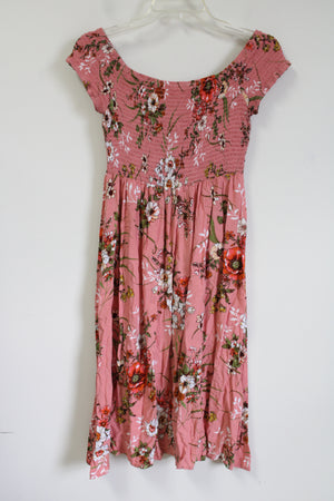 Bleuh Ciel Pink Smocked Floral Dress | XS