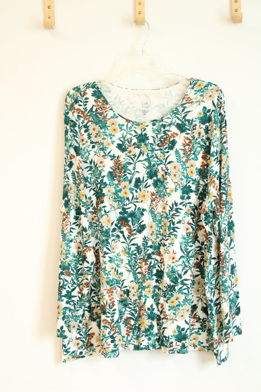 J. Jill Perfect Pima High-Low Long Sleeve Floral Shirt | 3X